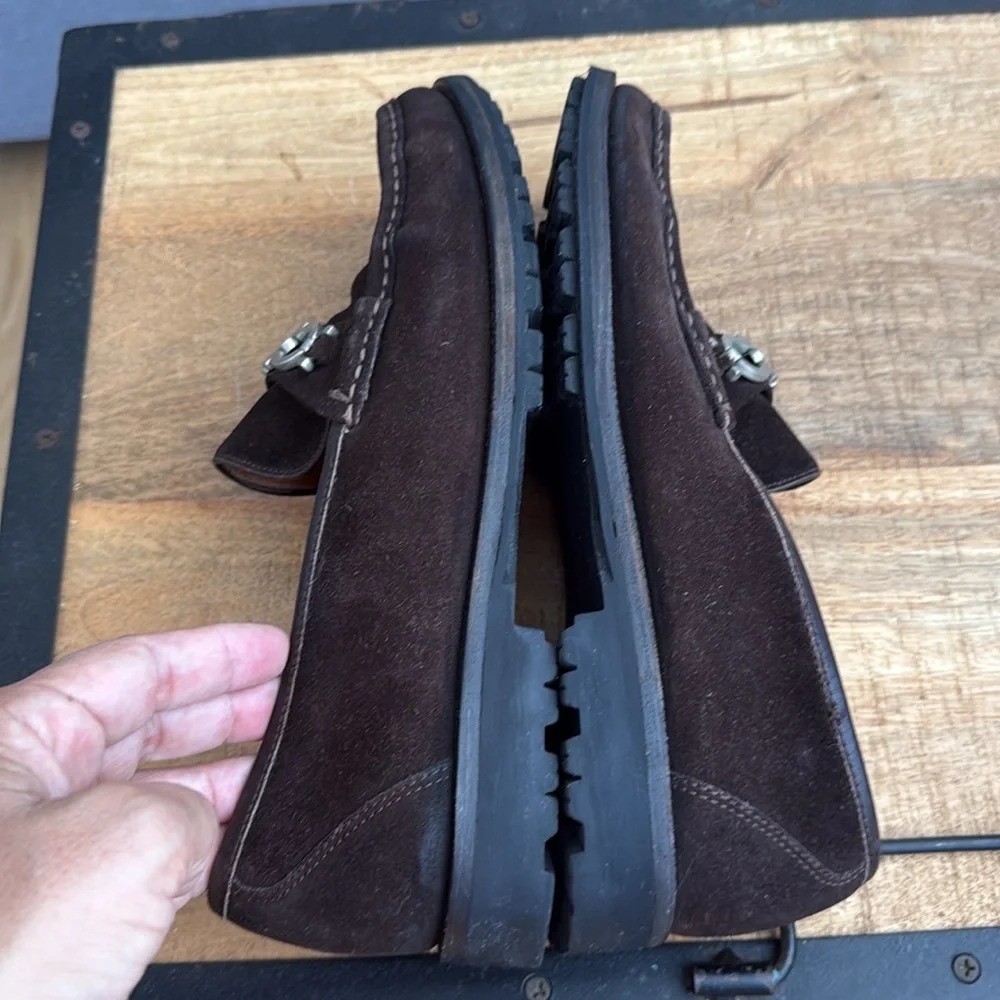 Salvatore Ferragamo Brown Suede Gancini Bit Loafers – Men’s Size 9